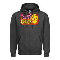 Charcoal Heather one cute chick Zipper Hoodie - FaDigitalArtStudio