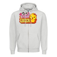 Dove Grey one cute chick Zipper Hoodie - FaDigitalArtStudio
