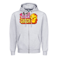 Heather Grey one cute chick Zipper Hoodie - FaDigitalArtStudio