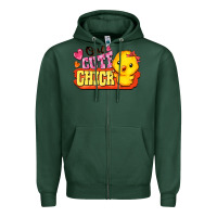 Sports Green one cute chick Zipper Hoodie - FaDigitalArtStudio
