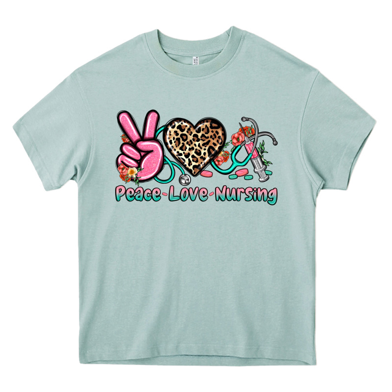 Peace Love Nursing Heavy Core Tee by NancyCooperArtShop | Teevron