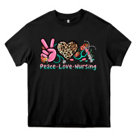 Black peace love nursing Heavy Core Tee - NancyCooperArtShop