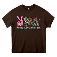 Chocolate Brown peace love nursing Heavy Core Tee - NancyCooperArtShop