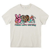 Cream peace love nursing Heavy Core Tee - NancyCooperArtShop