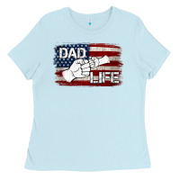 Baby Blue Dad Life with American Flag Ladies Tee - Jasminsmagicworld