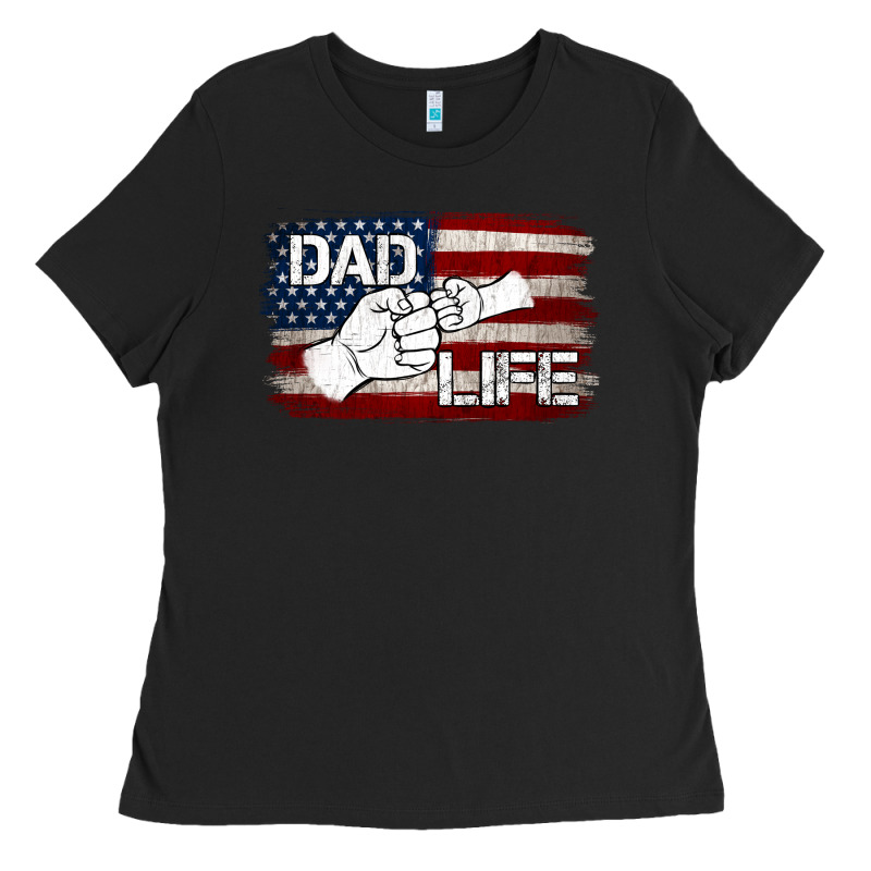 Dad Life With American Flag Ladies Tee by Jasminsmagicworld | Teevron