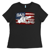 Black Dad Life with American Flag Ladies Tee - Jasminsmagicworld