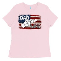 Bubblegum Pink Dad Life with American Flag Ladies Tee - Jasminsmagicworld