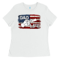 White Dad Life with American Flag Ladies Tee - Jasminsmagicworld