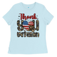Baby Blue thank you veteran Ladies Tee - MaliasSmallBusiness