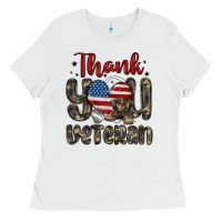White thank you veteran Ladies Tee - MaliasSmallBusiness