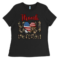 Black thank you veteran Ladies Tee - MaliasSmallBusiness