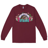 Burgundy Strong Cancer rainbow Cancer Awareness Long Sleeve Tee - HowdyJamesFarm