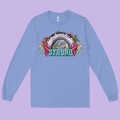 Strong Cancer Rainbow Cancer Awareness Long Sleeve Tee Designed By Howdyjamesfarm