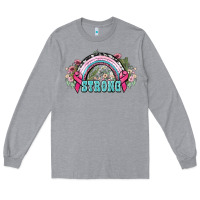 Heather Grey Strong Cancer rainbow Cancer Awareness Long Sleeve Tee - HowdyJamesFarm