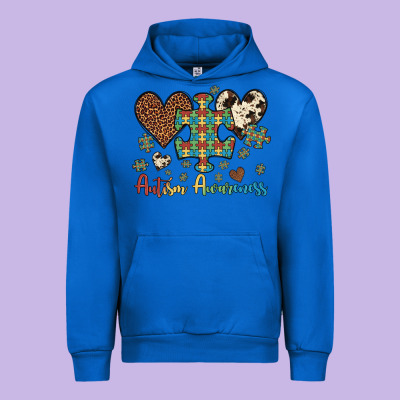 Autism Awareness Leopard Cowhide Herts Puzzle Urban Hoodie Designed By Artiststas