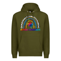 Army Green Autism Awareness rainbow Premium Hoodie - FaDigitalArtStudio