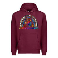 Burgundy Autism Awareness rainbow Premium Hoodie - FaDigitalArtStudio