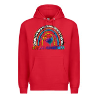 Red Autism Awareness rainbow Premium Hoodie - FaDigitalArtStudio