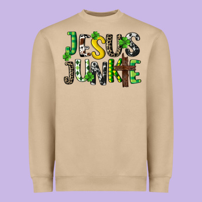 Jesus Junkie St. Patrick's Heavyweight Sweatshirt Designed By Cowgirlartshop