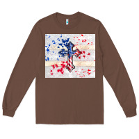 Chestnut 4th of july flag cross Long Sleeve Tee - TumblerDesignByShophia