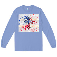 Colony Blue 4th of july flag cross Long Sleeve Tee - TumblerDesignByShophia