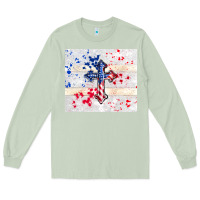 Matcha 4th of july flag cross Long Sleeve Tee - TumblerDesignByShophia