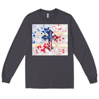 Smoke 4th of july flag cross Long Sleeve Tee - TumblerDesignByShophia