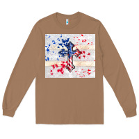 Toasted Coconut 4th of july flag cross Long Sleeve Tee - TumblerDesignByShophia