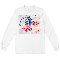 White 4th of july flag cross Long Sleeve Tee - TumblerDesignByShophia