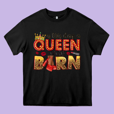 On This Day A Queen Was Born Heavy Core Tee Designed By Nancycooperartshop