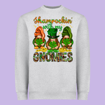 Shamrockin' With My Gnomies St. Patricks Day Heavyweight Sweatshirt Designed By Howdyjamesfarm