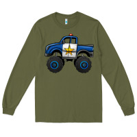 Army Green police car monster truck Long Sleeve Tee - Jasminsmagicworld