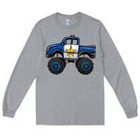 Heather Grey police car monster truck Long Sleeve Tee - Jasminsmagicworld