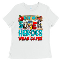 White not all super heroes wear capes Ladies Tee - NancyCooperArtShop
