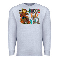 Heather Grey happy fall y all Premium Sweatshirt - CowhideDigitalArt