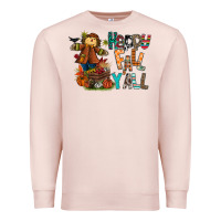 Pale Pink happy fall y all Premium Sweatshirt - CowhideDigitalArt