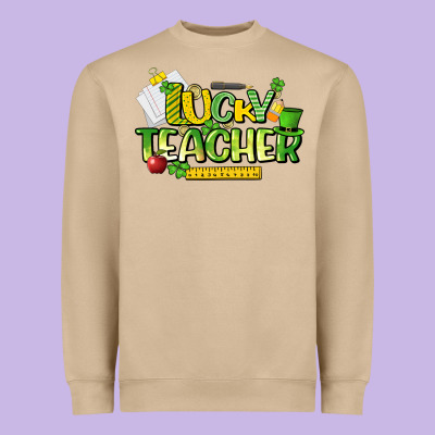 Lucky Teacher St. Patrick's Day Heavyweight Sweatshirt Designed By Howdyjamesfarm