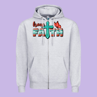 Have Faith Zipper Hoodie Designed By Bundleandbundleshop