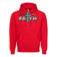 Red Have Faith Zipper Hoodie - BundleAndBundleShop