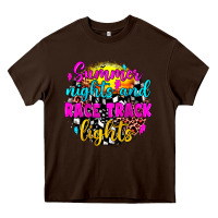 Chocolate Brown summer nights and race track lights Heavy Core Tee - JahusDesignShop