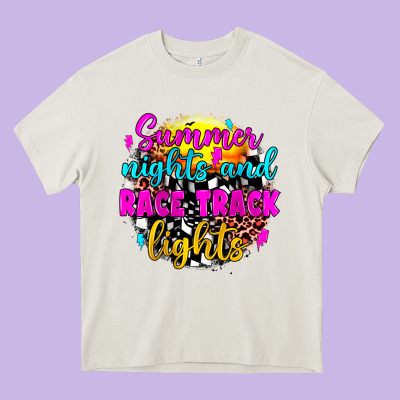 Summer Nights And Race Track Lights Heavy Core Tee Designed By Jahusdesignshop