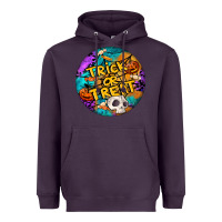Plum Trick Or Treat Hallowen Round Heavyweight Hoodie - LillyAllenDesigns