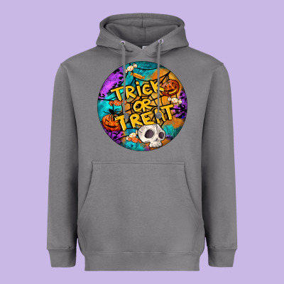 Trick Or Treat Hallowen Round Heavyweight Hoodie Designed By Lillyallendesigns