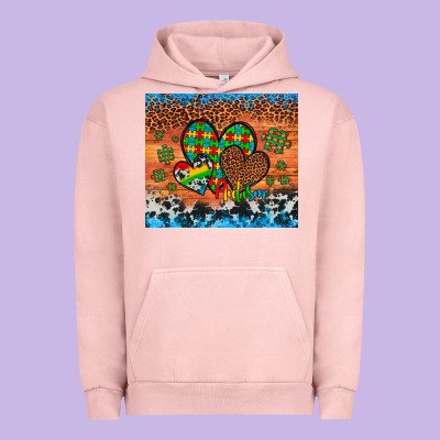 Autism Awareness Hearts Leopard Cowhide Urban Hoodie Designed By Artiststas