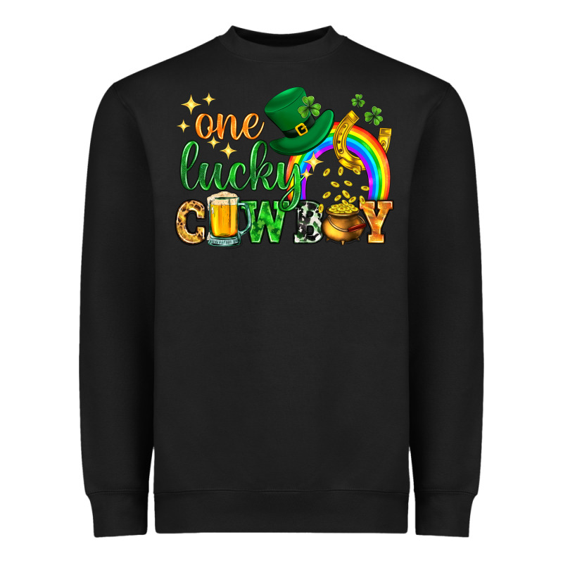 One Lucky Cowboy St. Patricks Day Heavyweight Sweatshirt by HowdyJamesFarm | Teevron