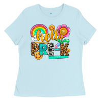 Baby Blue hello pre k Ladies Tee - NancyCooperArtShop