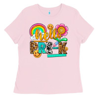 Bubblegum Pink hello pre k Ladies Tee - NancyCooperArtShop