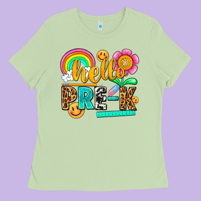 Hello Pre K Ladies Tee Designed By Nancycooperartshop