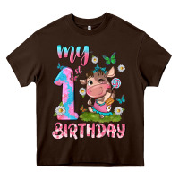 Chocolate Brown my 1 st birthday with little cute cow Heavy Core Tee - NancyCooperArtShop